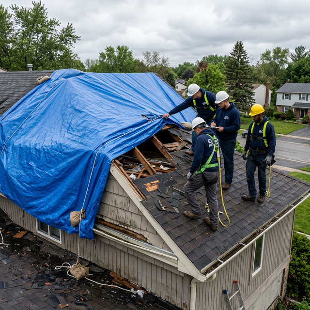 Emergency tarping and roof repair process